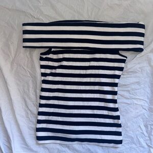 Banana Republic Navy and White Striped Top
